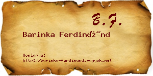 Barinka Ferdinánd névjegykártya